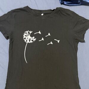 Black T-Shirt with Dandelion Design